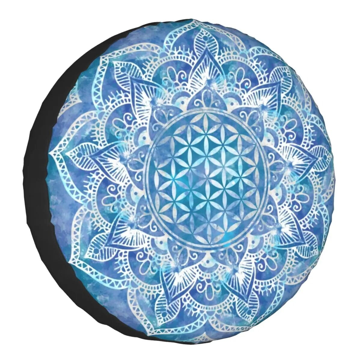 Flower Of Life In Lotus Mandala Spare Wheel Tire Cover Zen Yoga