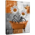 thumbnail image 1 of Flower Orange Canvas Wall Art for Bathroom Farmhouse Daisy and Butterfly on Abstract Geometric Paintings Wall Decor Floral Plant Wall Art for Living Room Bedroom Ready to Hang10L X 8W Inches, 1 of 6
