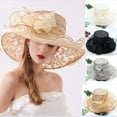 thumbnail image 1 of Flower Organza Hat Derby Party Wide Brim Church Hats Foldable Fashion Sunshade Hat Beach Floral Tea Flower Wedding Hat, 1 of 6