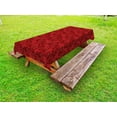 thumbnail image 1 of Flower Outdoor Tablecloth, Floral Details with Leaves Swirls Romantic Vivid Vibrant Pattern Art Print, Decorative Washable Fabric Picnic Tablecloth, 58 X 120 Inches, Burgundy and Red, by Ambesonne, 1 of 2