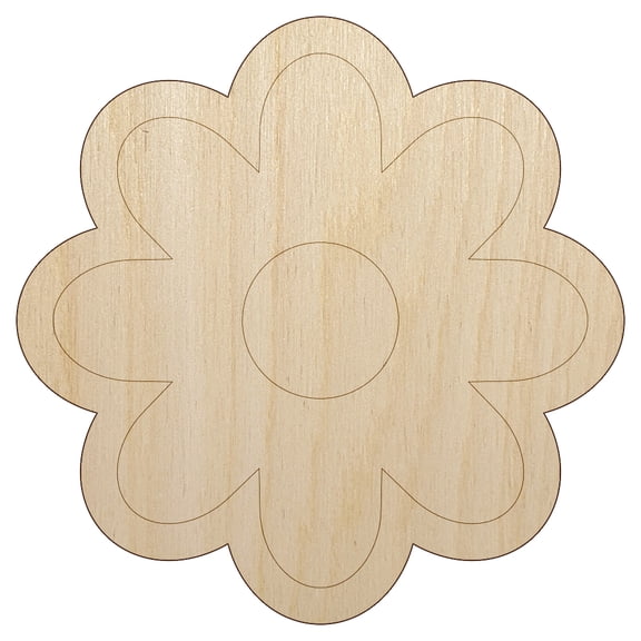 Flower Outline Wood Shape Unfinished Piece Cutout Craft DIY Projects - 6.25 Inch Size - 1/4 Inch Thick