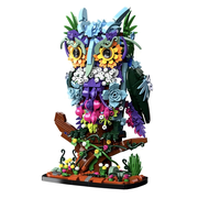 Flower Owl Building Set, Creative Floral Animal Model Kit for Display, Home Office Table Centerpiece Decor 1358 Pcs