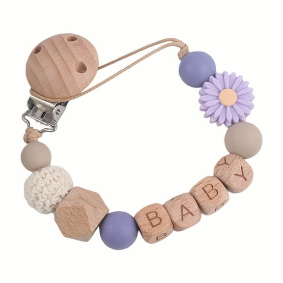 Flower Pacifier Clip Silicone Bead Baby Pacifier Holder Chewable Teether For Toddlers Boys Girls Birthday