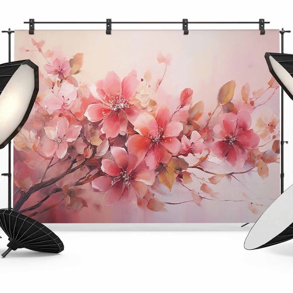 Flower Painted, Abstract Blush Pink Watercolor Backdrop for Photoshoot, Photography Photo Studio Background Wall Backdrop, Back Drop Banner Panel for Portraits Wedding Live Streaming Decor 7x5Ft