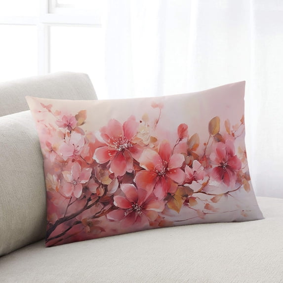 Flower Painted, Abstract Blush Pink Watercolor Queen Size Pillow Cover, Pillowcase Protectors with Zipper, Breathable Decorative Throw Pillow Case Cover, Pillow Shams for Couch Sofa 20x30Inch