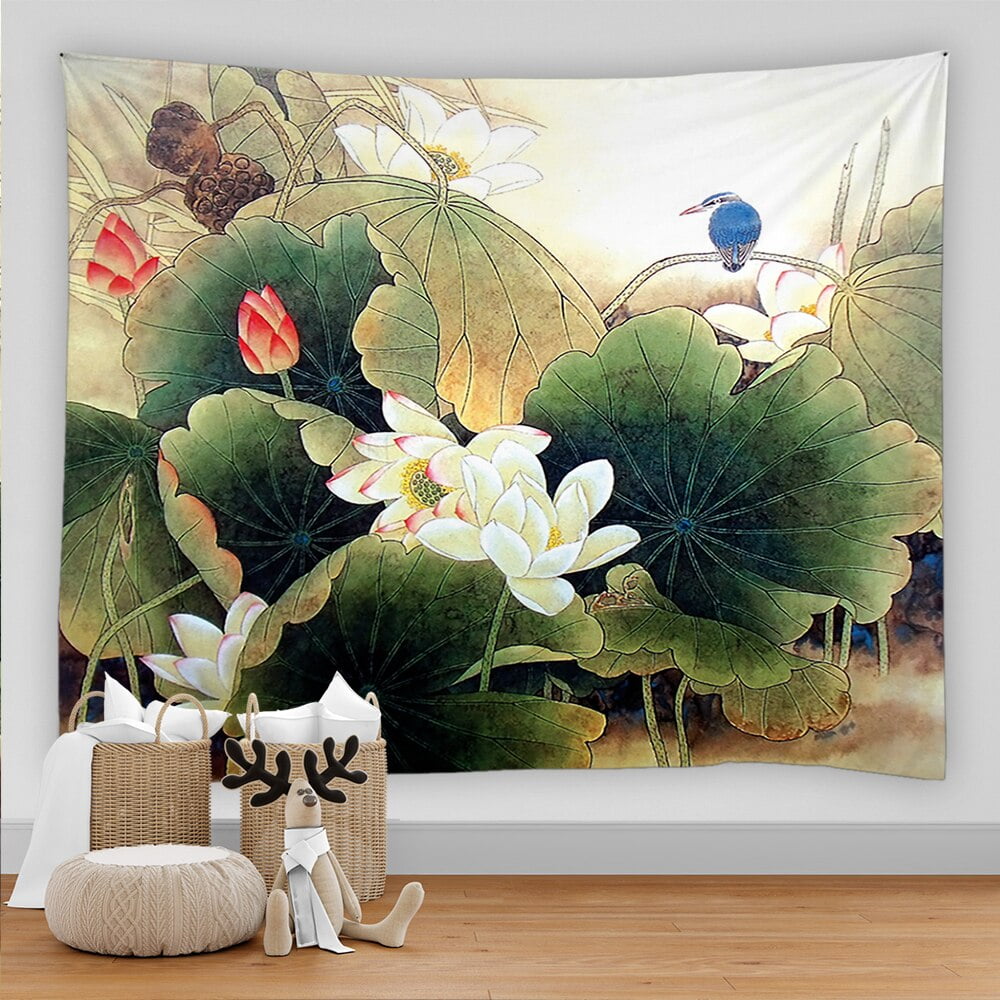 Flower Painting Botanical Tapestry Wall Hanging Chart Hippie Bohemian