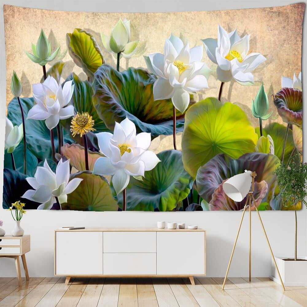 Flower Painting Botanical Tapestry Wall Hanging Chart Hippie Bohemian