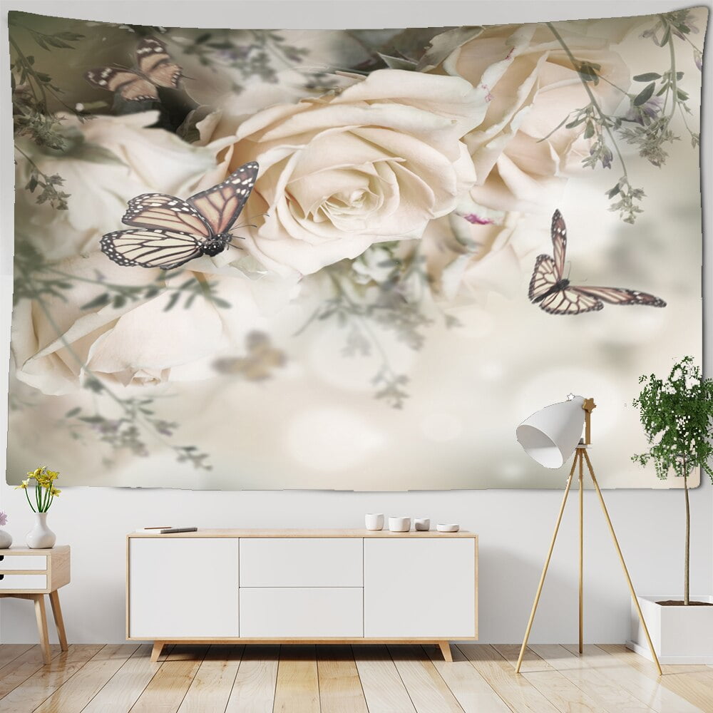 Flower Painting Botanical Tapestry Wall Hanging Chart Hippie Bohemian