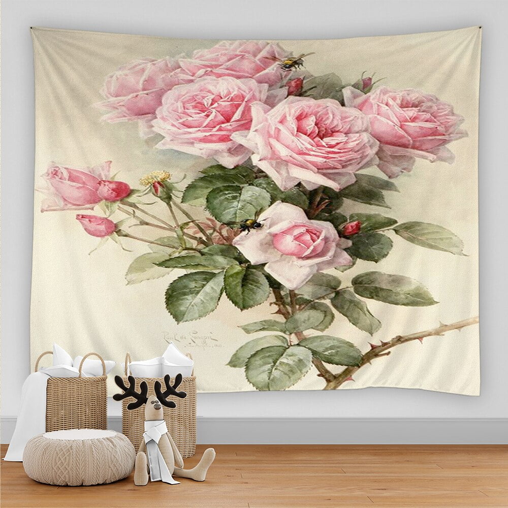 Flower Painting Botanical Tapestry Wall Hanging Chart Hippie Bohemian