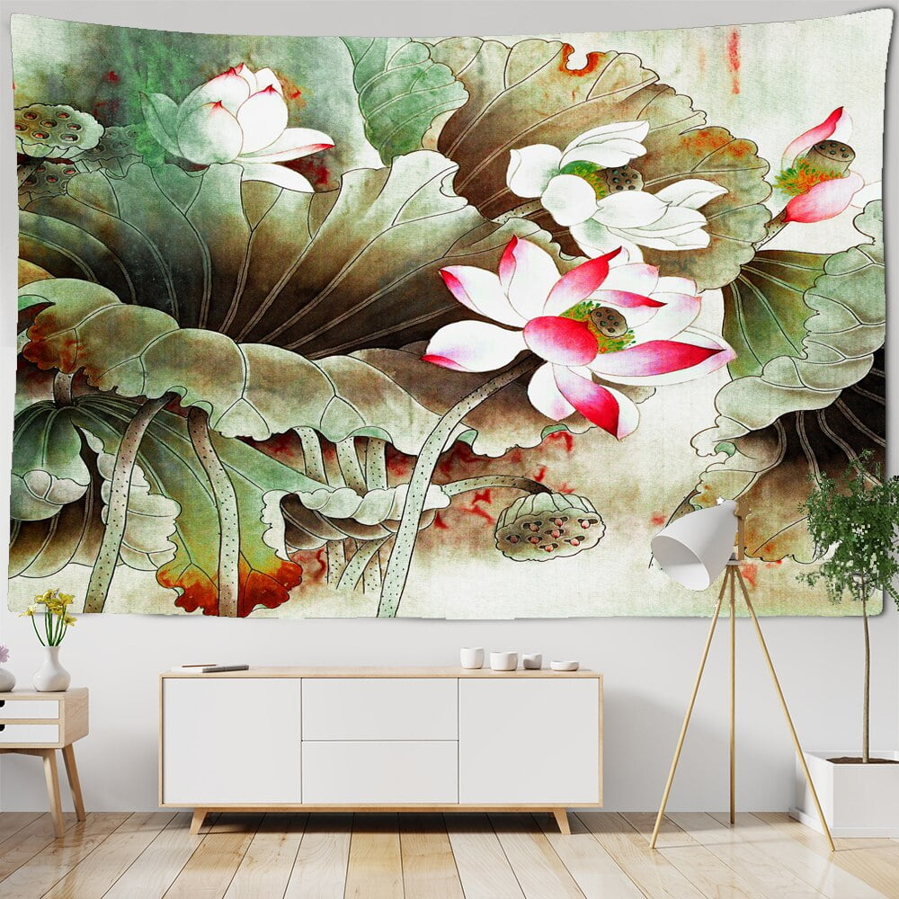 Flower Painting Botanical Tapestry Wall Hanging Chart Hippie Bohemian