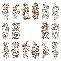 Flower Painting Stencil 16Pcs Reusable Garden Fence Design For Diy Wood Wall Hedge Decoration Art Craft 8.66X4.13X0.18 Inches 0.22 Lb