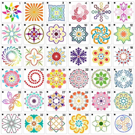 Flower Painting Stencils Reusable Flower Stencils for Painting on Wood Rocks Canvas Fabric Glass Pottery 4x4 Inch
