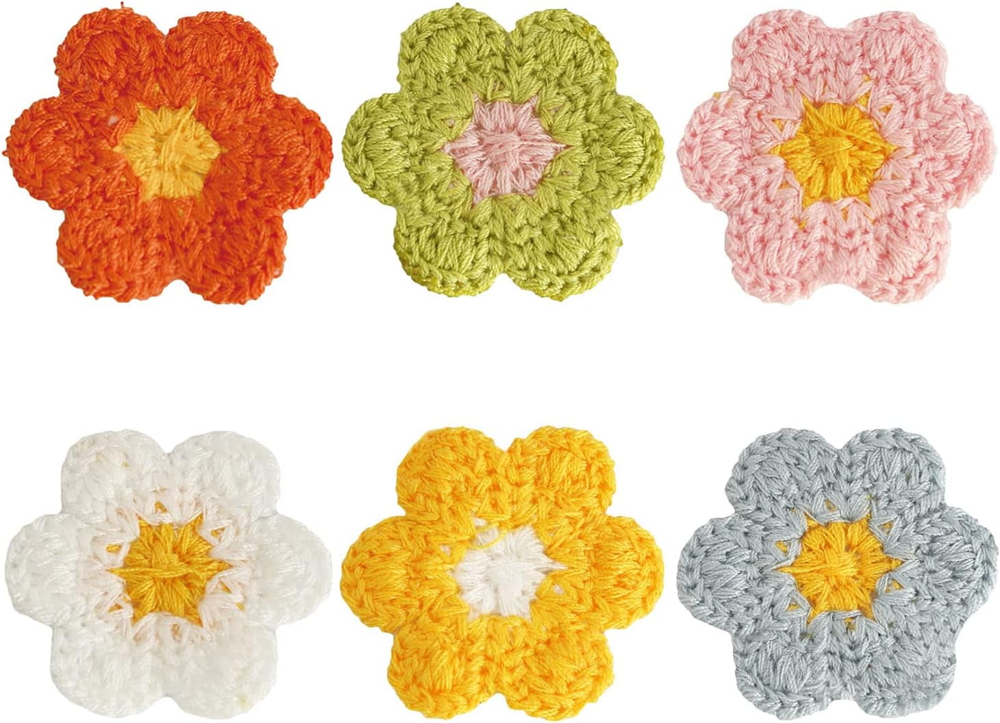 Flower Patch 30PCS 6 Color Flower Sew On Patches, Crochet Floral