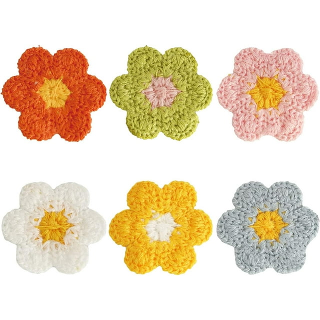 Flower Patch 30PCS 6 Color Flower Sew On Patches, Crochet Floral