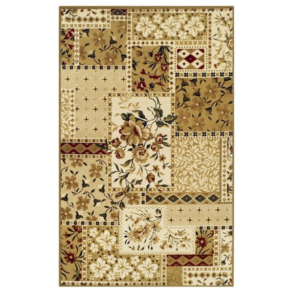 Flower Patch Rustic Indoor Area Rug by Blue Nile Nills - 4' x 6', Beige
