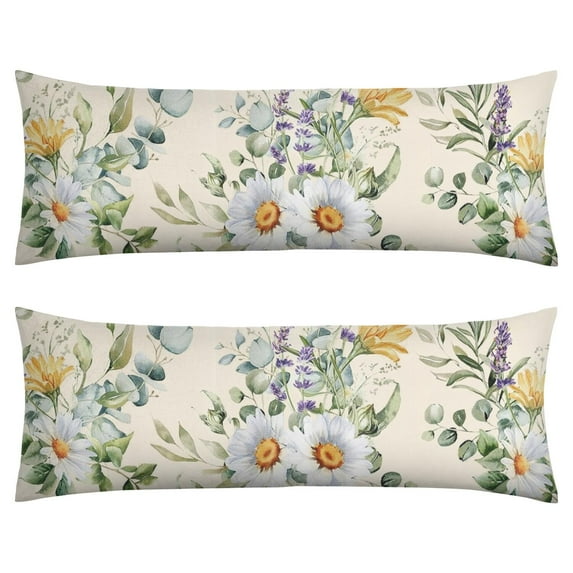 Flower Pattern Aesthetic Body Pillow Cover 20x54 - Wildflower Butterfly Illustration Long Pillow Case with Zipper - Soft Breathable Maternity Pillowcase - Full Body Pillow Protector - Bed Pillow Cover
