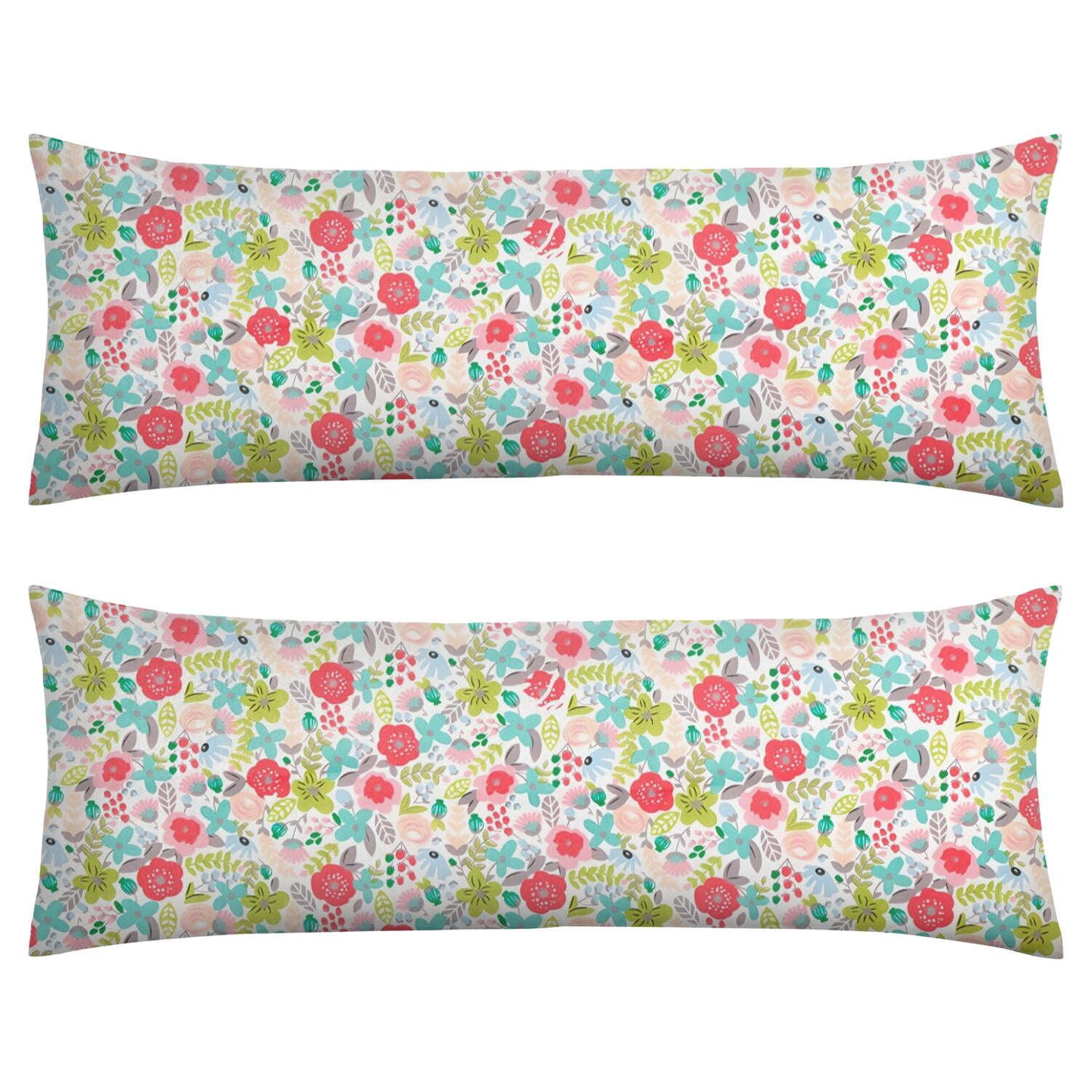 Flower Pattern Aesthetic Body Pillow Cover 20x54 - Wildflower Butterfly Illustration Long Pillow Case with Zipper - Soft Breathable Maternity Pillowcase - Full Body Pillow Protector - Bed Pillow Cover