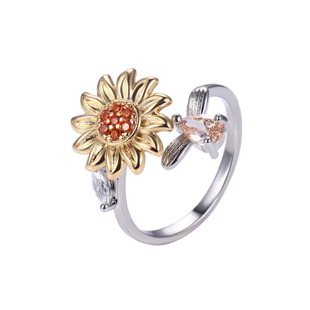 S925 Sterling Silver Sunflower Rotating Ring Set with Diamond Simple  Fashion Jewelry Ring - China Class Rings and Fashion Jewelry price |  Made-in-China.com