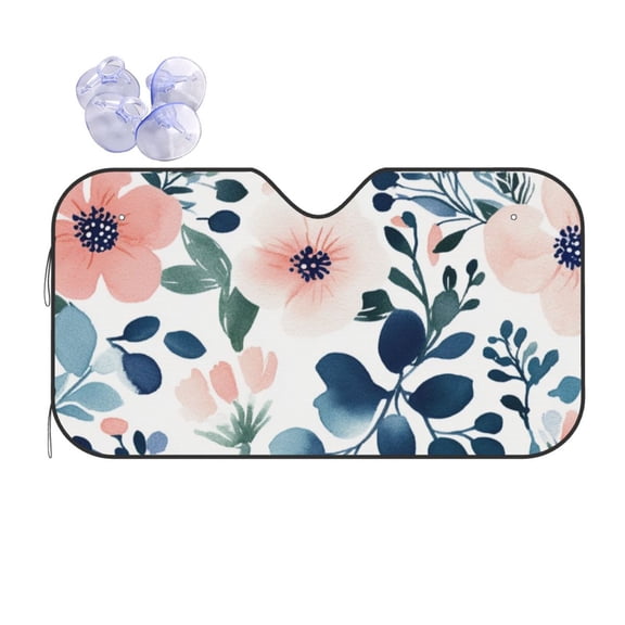 Flower Pattern Background With Modern Small Water Car Windshield Sun Shade Universal Fit Auto Sun Visor Protector