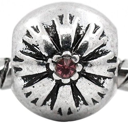 Flower Pattern Bead Spacer for Snake Chain Bracelets (Dark Pink)