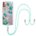 thumbnail image 1 of Flower Pattern Case for Motorola Moto G Power 2022, Detachable Shoulder Strap Lanyard Crossbody Slim Lightweight Floral Cover, PC + Silicone Shockproof Drop Resistant Case, Blue Rose, 1 of 7