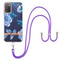 thumbnail image 1 of Flower Pattern Case for Samsung Galaxy A03s, Detachable Shoulder Strap Lanyard Crossbody Slim Lightweight Floral Cover with Soft Silicone Shockproof Drop Resistant Case, Blue Flower, 1 of 4