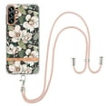 thumbnail image 1 of Flower Pattern Case for Samsung Galaxy A13 5G, Detachable Shoulder Strap Lanyard Crossbody Slim Lightweight Floral Cover with Soft Silicone Shockproof Drop Resistant Case,White Flower, 1 of 7