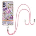 thumbnail image 1 of Flower Pattern Case for Samsung Galaxy A32 5G, Detachable Shoulder Strap Lanyard Crossbody Slim Lightweight Floral Cover with Soft Silicone Shockproof Drop Resistant Case,Purple Peony, 1 of 7