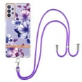 thumbnail image 1 of Flower Pattern Case for Samsung Galaxy A32 5G, Detachable Shoulder Strap Lanyard Crossbody Slim Lightweight Floral Cover with Soft Silicone Shockproof Drop Resistant Case,Purple Begonia, 1 of 7