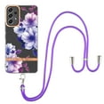 thumbnail image 1 of Flower Pattern Case for Samsung Galaxy A53 5G, Detachable Shoulder Strap Lanyard Crossbody Slim Lightweight Floral Cover with Soft Silicone Shockproof Drop Resistant Case,Purple Begonia, 1 of 7