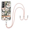 thumbnail image 1 of Flower Pattern Case for Samsung Galaxy S23 Plus, Detachable Shoulder Strap Lanyard Crossbody Slim Lightweight Floral Cover with Soft Silicone Shockproof Drop Resistant Case,White Flower, 1 of 7