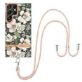 thumbnail image 1 of Flower Pattern Case for Samsung Galaxy S23 Ultra, Detachable Shoulder Strap Lanyard Crossbody Slim Lightweight Floral Cover with Soft Silicone Shockproof Drop Resistant Case,White Flower, 1 of 7
