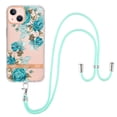 thumbnail image 1 of Flower Pattern Case for iPhone 14, Detachable Shoulder Strap Lanyard Crossbody Slim Lightweight Cover with Soft Silicone Shockproof Drop Resistant Case for iPhone 14,Blue Rose, 1 of 7