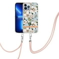 thumbnail image 1 of Flower Pattern Case for iPhone 14 Pro Max, Detachable Shoulder Strap Lanyard Crossbody Slim Lightweight Cover with Soft Silicone Shockproof Drop Resistant Case for iPhone 14 Pro Max,Green, 1 of 7