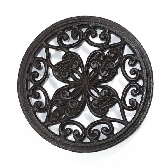 Flower Pattern Cast Iron Trivet Heat Resistant Coaster Dining Table Accessories