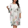 thumbnail image 1 of Flower Pattern Colorful Elegant Sleepshirts For Sleeping Travels Loose Sleepdress Pajama Dress Soft Nightdress Sleepwear, 1 of 7