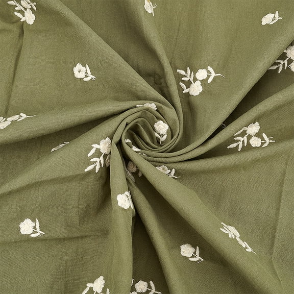 Flower Pattern Cotton Fabric Clothing Accessories Olive 100x150x0.02cm