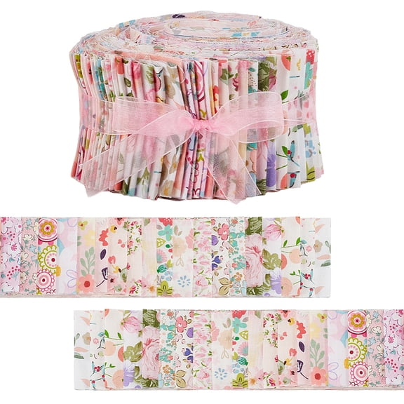 Flower Pattern Cotton Fabrics DIY Craft Making Supplies Rectangle Mixed Color 6.5x0.01cm 1m/pc 20pcs/set DIY