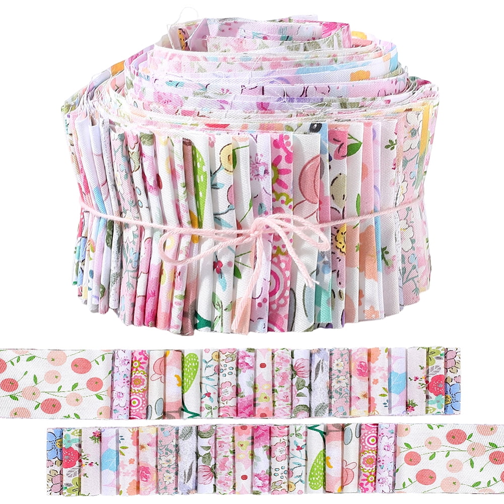 Flower Pattern Cotton Quilting Stripss Fabric Patchwork Fabric for DIY Craft Sewing Mixed Color 1000x65x0.1mm about 40pcs/set