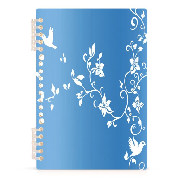 Flower Pattern Design A5 8.3x5.7in PP Notebook, Adjustable Rings, 60 Sheets, Diary or Journey Note