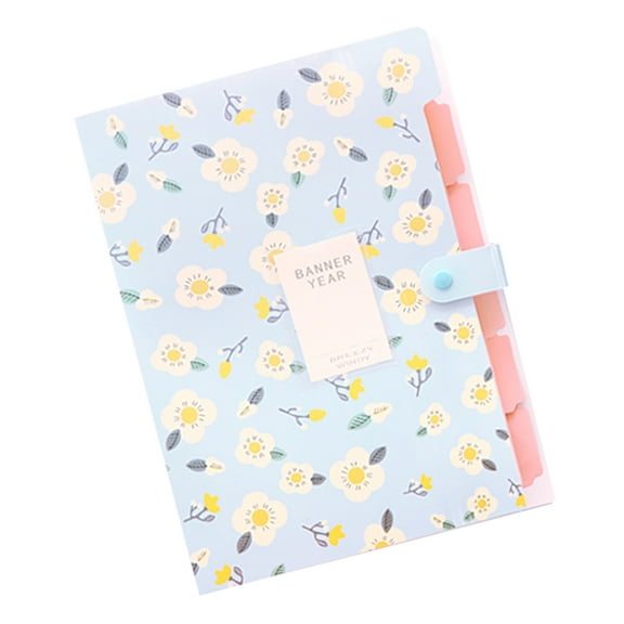 Flower Pattern File Folder 6 Pockets Expandable Folder Letter Size Document Organiser 325x240mm for School Office