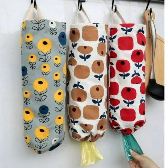 Flower Pattern Garbage Bag Storage Holder Collapsible Fabric Storage Dispenser Garbage Bag Organizer for Home