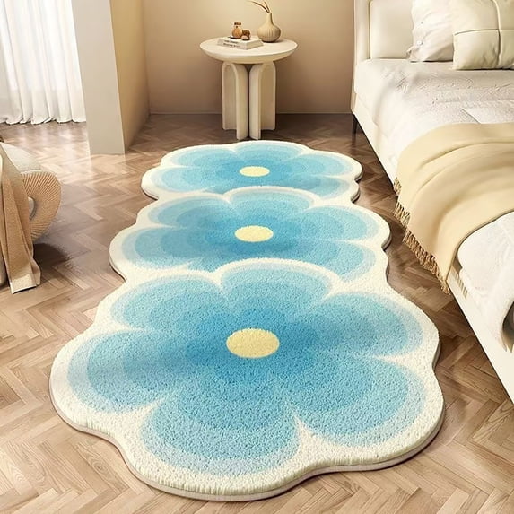 Flower Pattern Non-Slip Washable Rug – Rubber Backed Entryway Kitchen Bathroom Floor Mat For Home Decor And Safety
