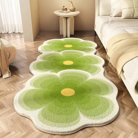 Flower Pattern Non-Slip Washable Rug – Rubber Backed Entryway Kitchen Bathroom Floor Mat For Home Decor And Safety