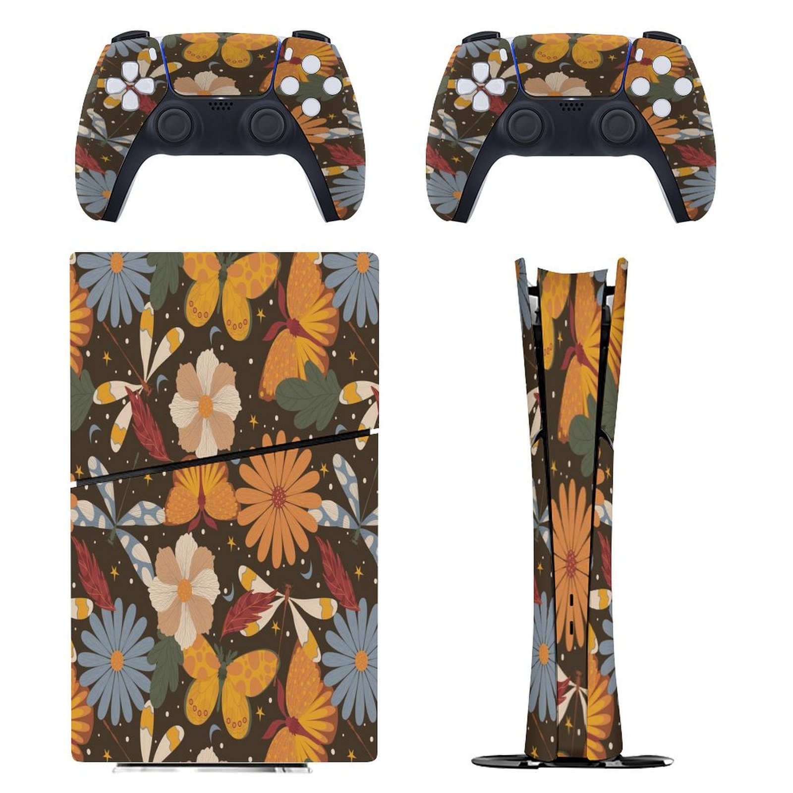 Designed Ps5 Pattern Flower Pattern PS5/PS5 Slim Digital Disc Skin Sticker For Console And ...