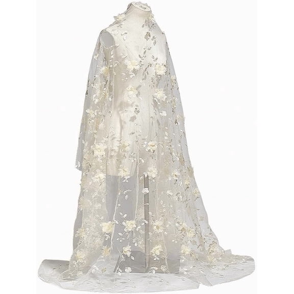 Flower Pattern Polyester Embroidery Fabric Clothing Accessories Moccasin 2060x1500~1640x1mm