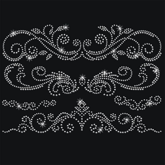 Flower Pattern Rhinestone Iron on Hotfix Heat Transfer Decal Bling Rhinestone Sticker Heat Transfer Patch Clothing Repair Applique for DIY T-Shirt Clothing Pants Bags