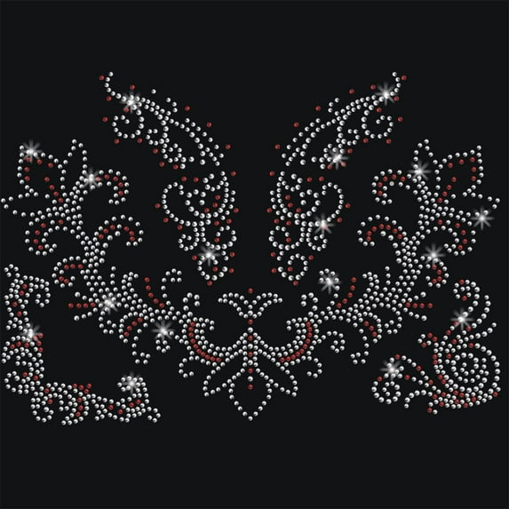 Flower Pattern Rhinestone Iron on Hotfix Heat Transfer Decal Bling Rhinestone Sticker Heat Transfer Patch Clothing Repair Applique for T-Shirt Clothing Pants Bags 11.7x8.3