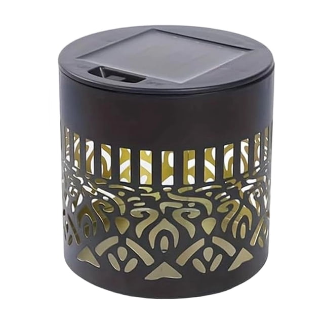 Flower Pattern Solar Fence Lights, Waterproof LED Outdoor Wall Lantern with Warm Light, Projection Garden Lighting for Patio Backyard Decor, Metal Black