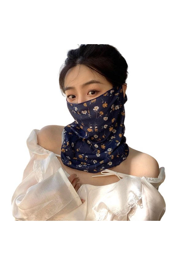 Flower Pattern Sun Protective Face Mask Full Face Neck Coverage Sun Shielding Face Covers For Outdoor Activity Wear